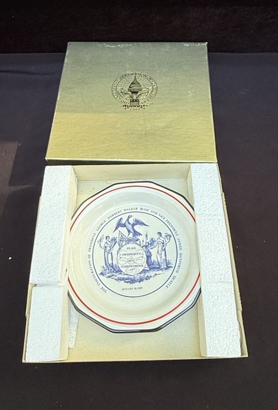 President George H.W. Bush Dan Quayle Inauguration Plate Jan 1989 Pfaltzgraff 7"
